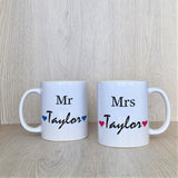 Coloured Hearts Personalised Mugs