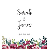 Burgundy Flowers Personalised Wedding Aisle Runner