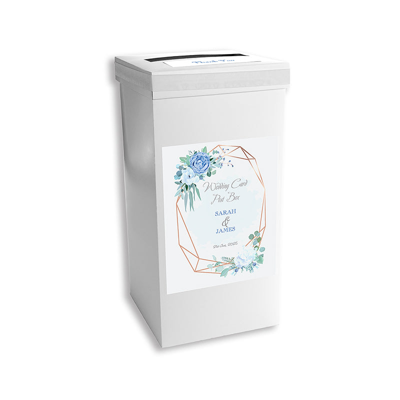 Dusky Blue Rose & Hydrangea Wedding Post Box | Wedding Invites