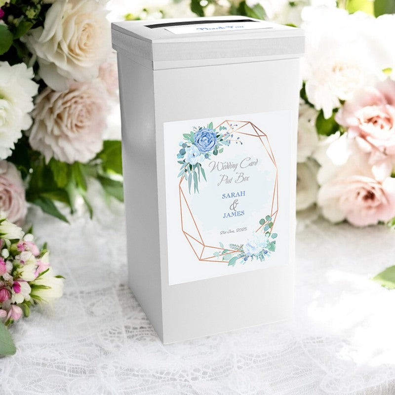 Dusky Blue Rose & Hydrangea Wedding Post Box | Wedding Invites