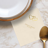 Personalised Serviettes - Entwined Hearts, Available in White or Cream