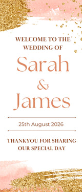 Wedding Roller Banner, Wedding Welcome Banner, Personalised Wedding Banner, Made to Order Banners, Bespoke Designs, Gold Blush Roller Banner