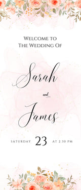 Roses Wedding Roller Banner, Wedding Welcome Banner, Personalised Wedding Banner, Made to Order Banners, Bespoke Designs, Floral Banner