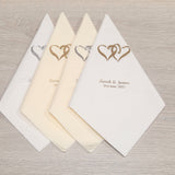 Personalised Serviettes - Entwined Hearts, Available in White or Cream