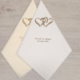 Personalised Serviettes - Entwined Hearts, Available in White or Cream
