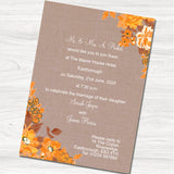 Orange Bouquet Wedding Evening Invitation - Back