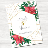 Red Poinsettia Wedding Evening Invitation