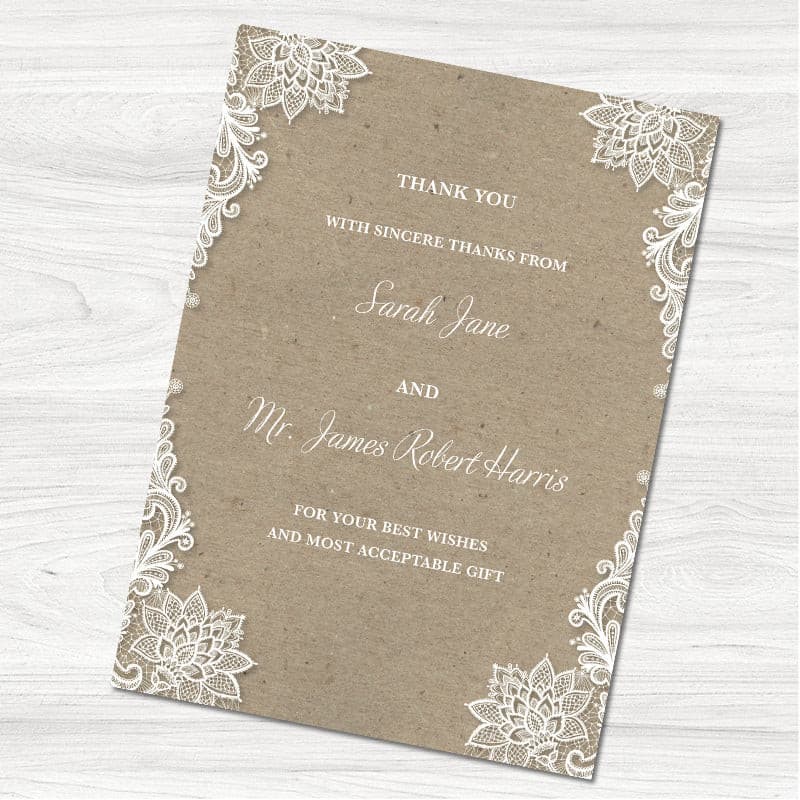 Vintage Lace Thank You Card | Wedding Invites