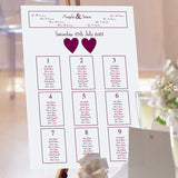 Ribbons Wedding Table Plan.