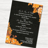 Orange Bouquet Black Wedding Day Invitation - Back