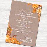 Orange Bouquet Brown Wedding Day Invitation - Back