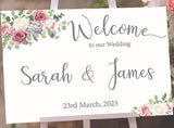 Dusky Pink Roses Welcome to Our Wedding Sign.