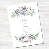 Dusky Violet Roses Wedding Day Invitation-Front