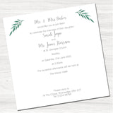 Fern Leaves Wedding Day Invitation-Back