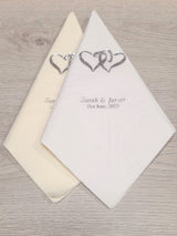 Personalised Serviettes - Entwined Hearts, Available in White or Cream